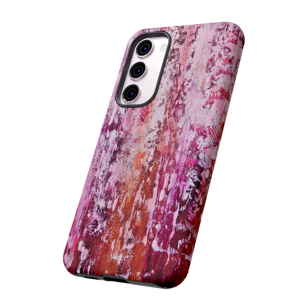 Pink Abstract Art Tough Phone Case — Protective Artistic Phone Cover