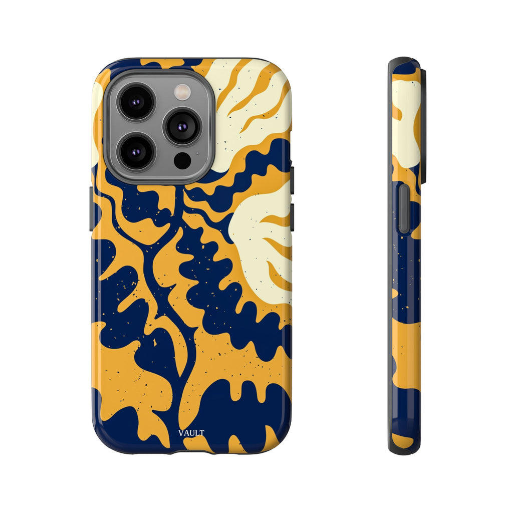 Bold Abstract Floral Phone Case (Navy & Mustard)