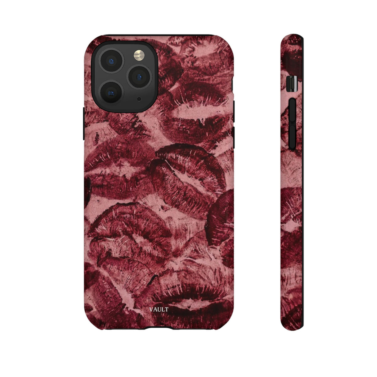 Kiss Print Phone Case – Burgundy Lip Pattern Protective Phone Cover