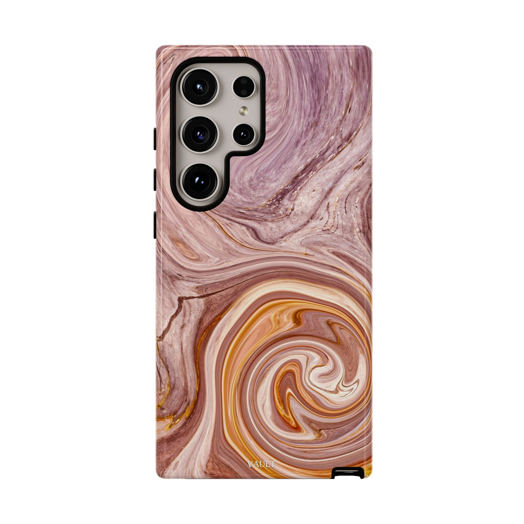 Marble Swirl Phone Case — Pink & Gold Abstract Tough Case