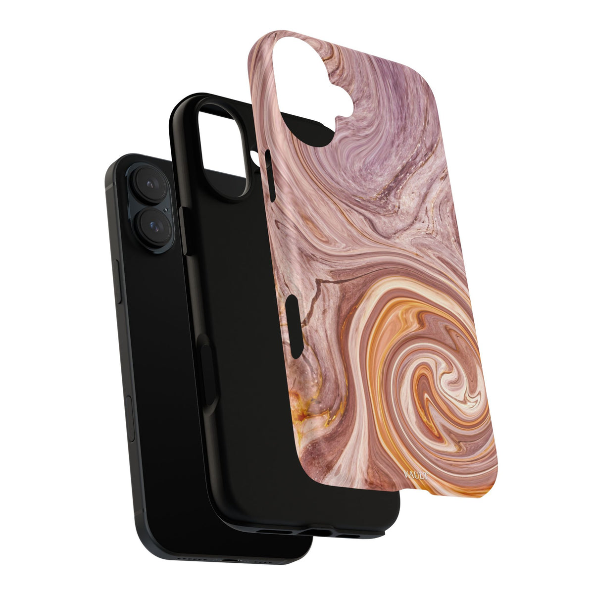 Marble Swirl Phone Case — Pink & Gold Abstract Tough Case
