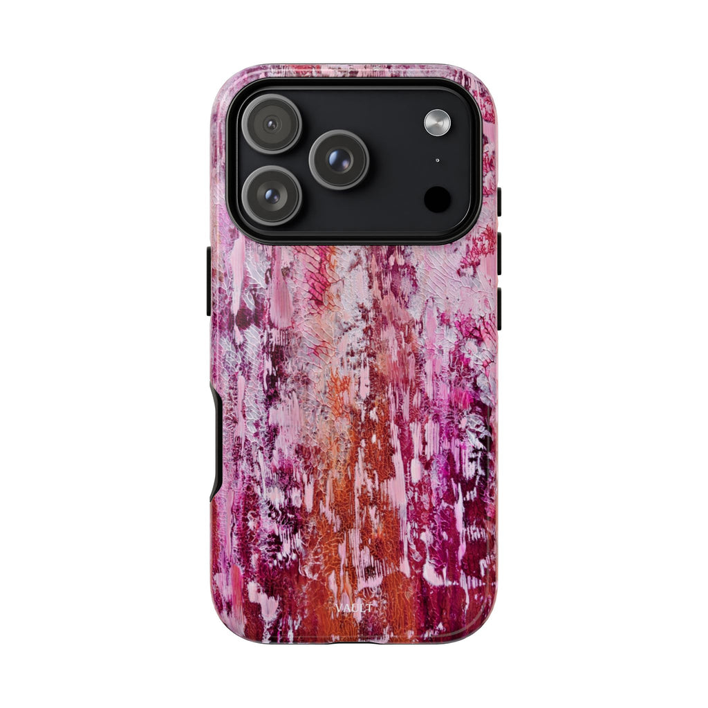 Pink Abstract Art Tough Phone Case — Protective Artistic Phone Cover