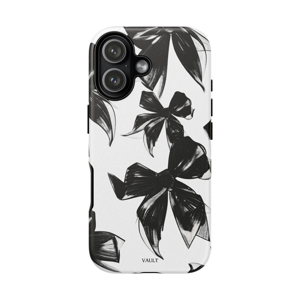 Floral Brushstroke Phone Case — Black & White Botanical Tough Case