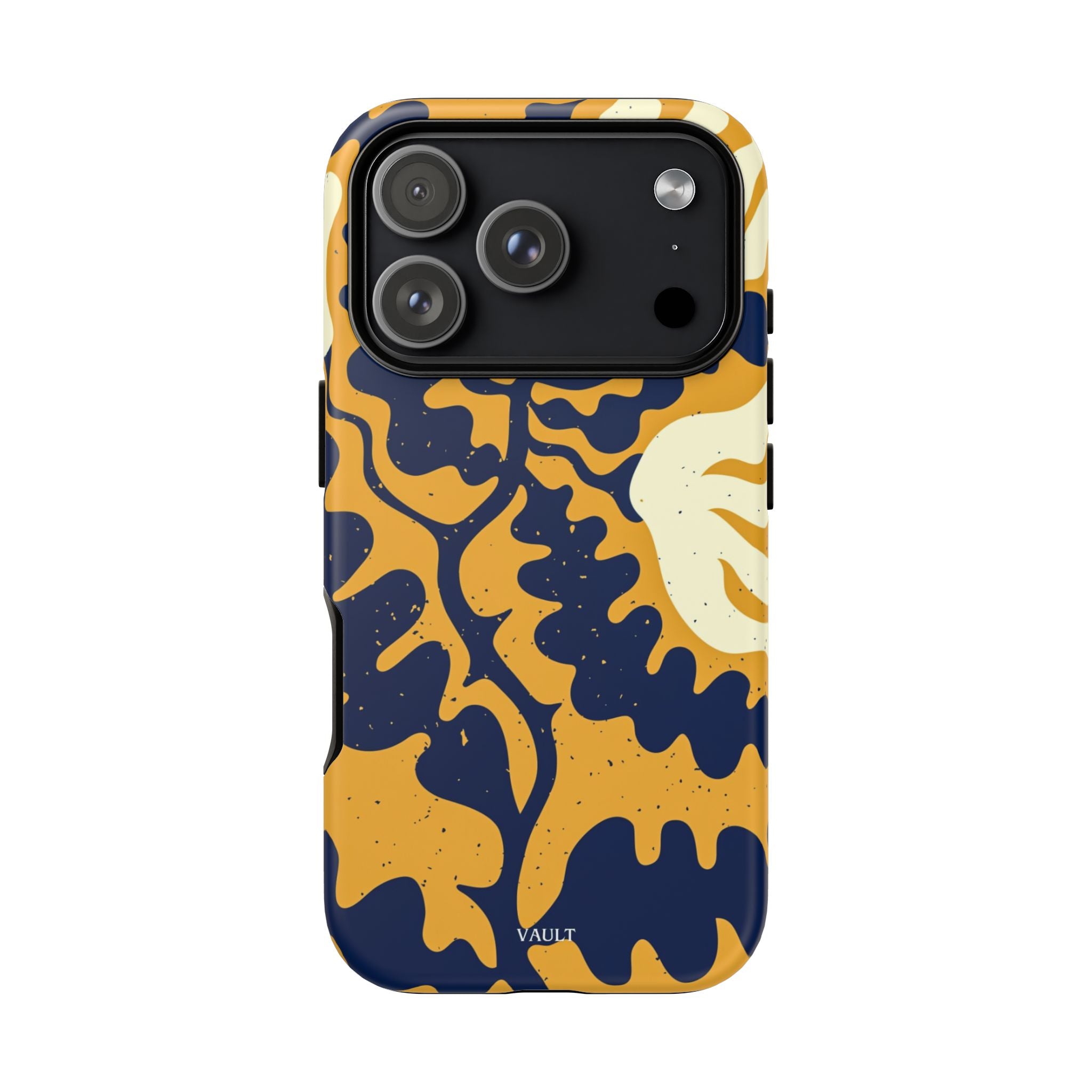 Bold Abstract Floral Phone Case (Navy & Mustard)