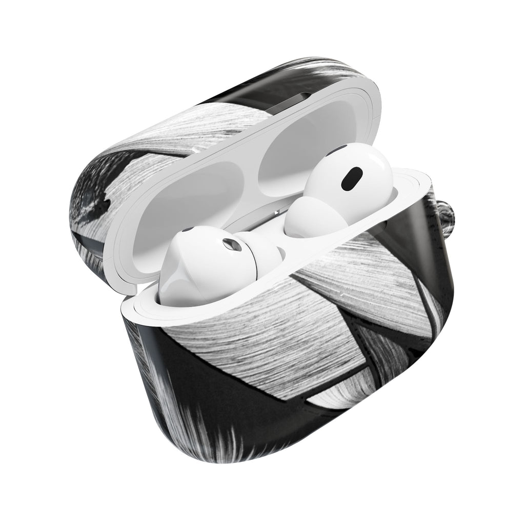 AirPod Case — Monochrome Tropical Leaf Protective Cover
