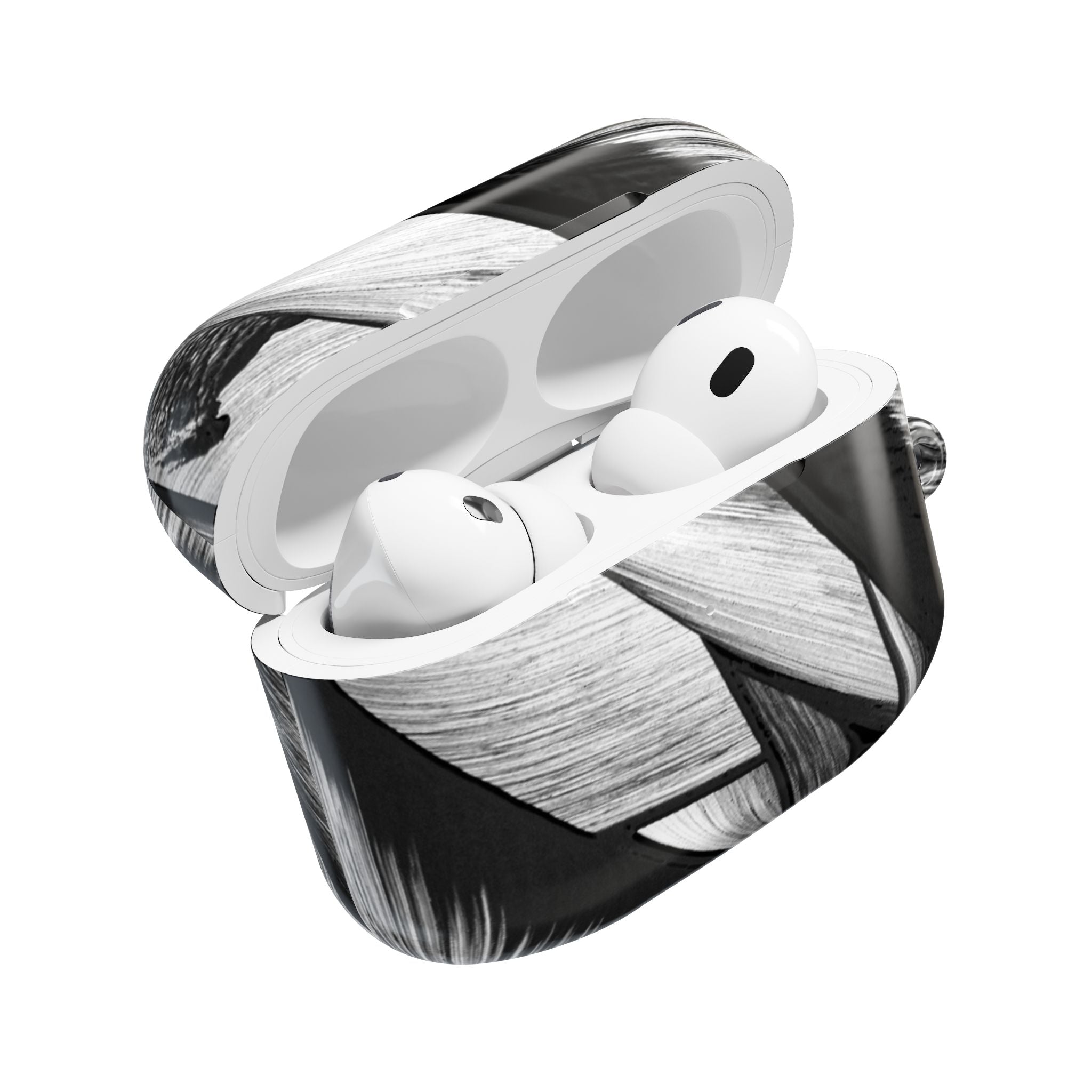 AirPod Case — Monochrome Tropical Leaf Protective Cover