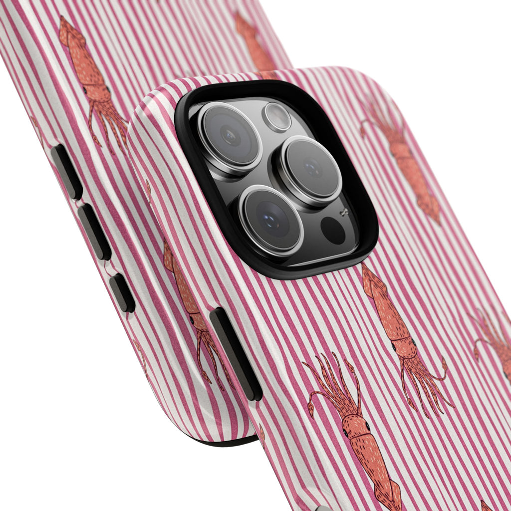 Squid Stripe Phone Case — Pink Nautical Sea Creature Pattern