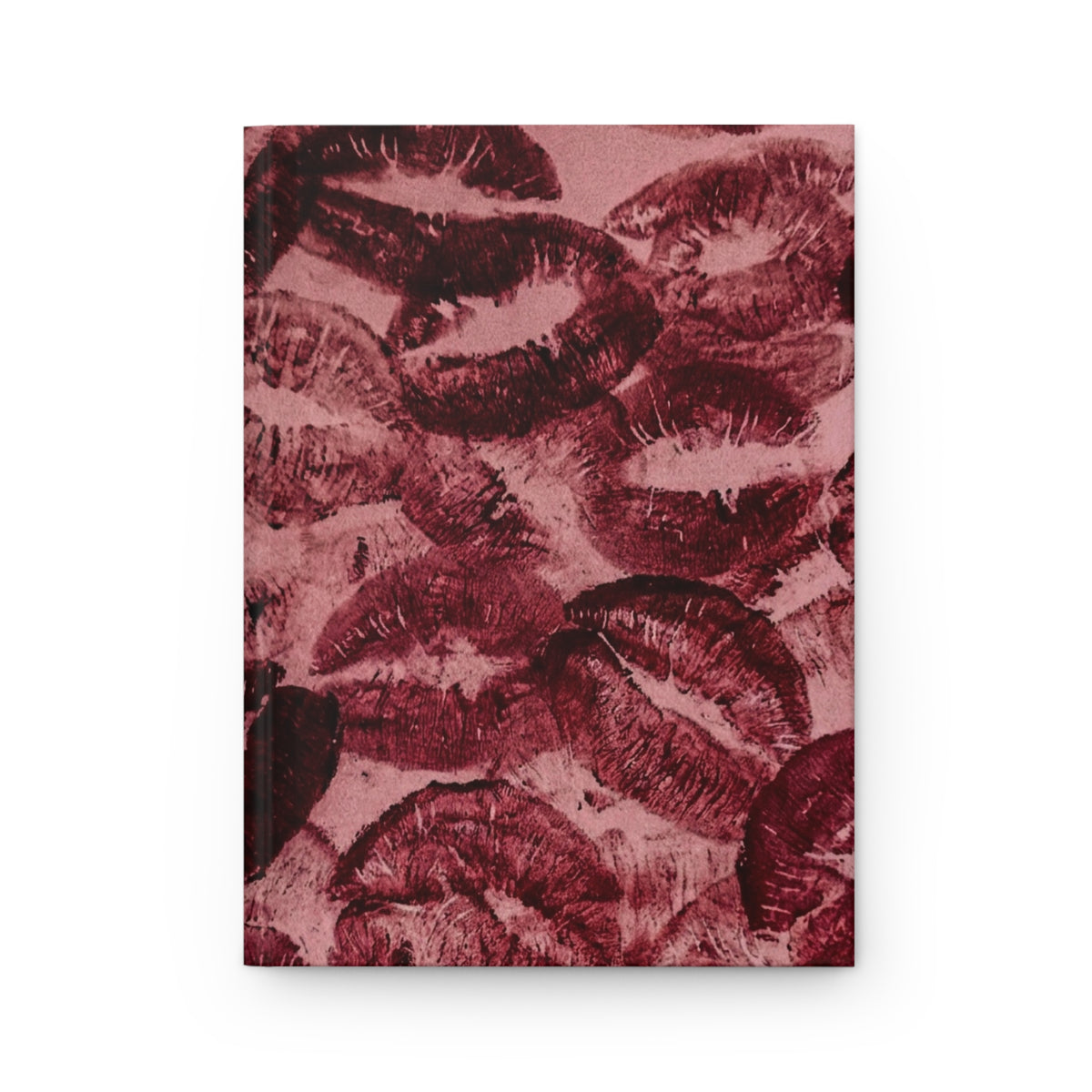 Hardcover Journal — Vintage Red Lipstick Kiss Pattern Notebook