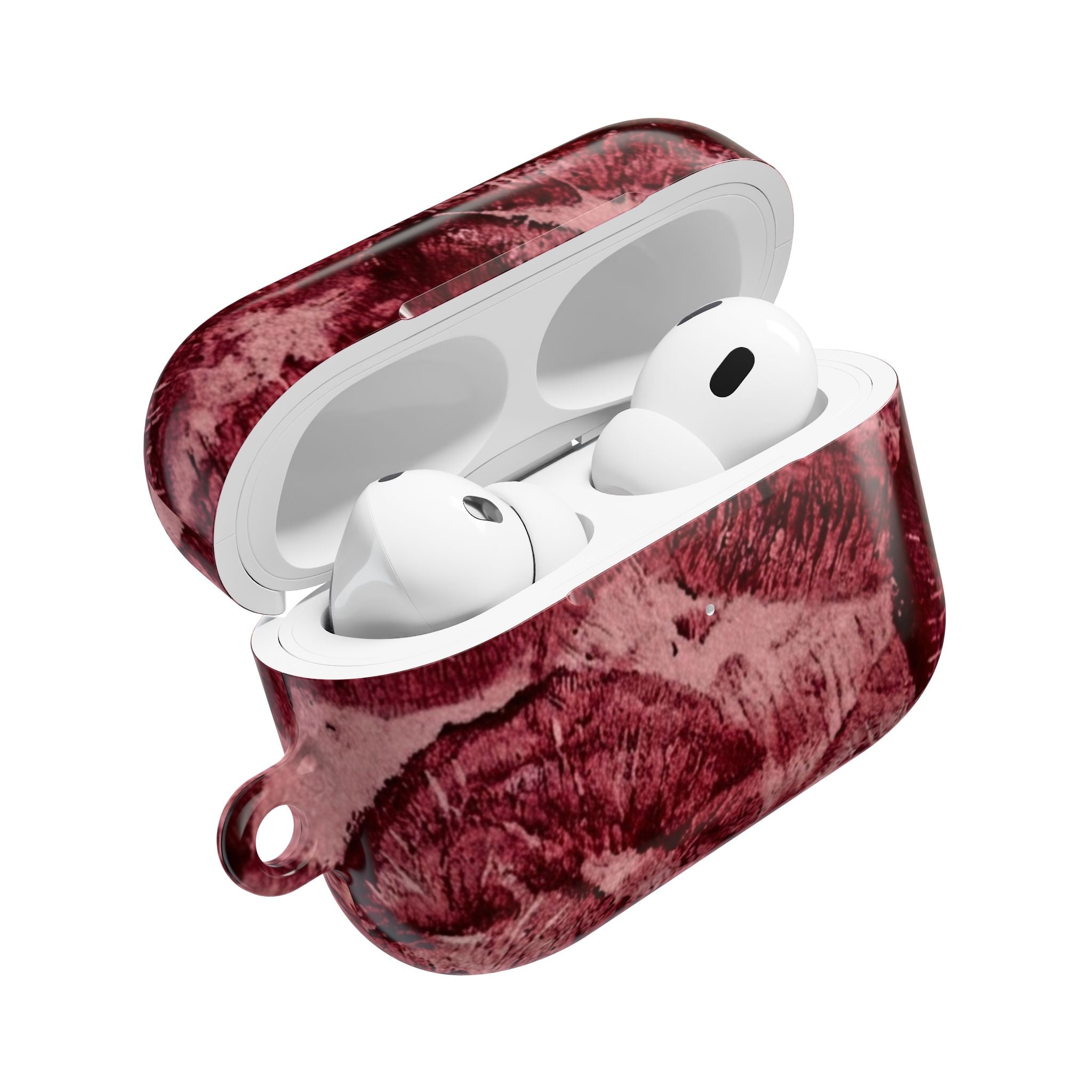 Maroon Kiss-Print AirPod Case