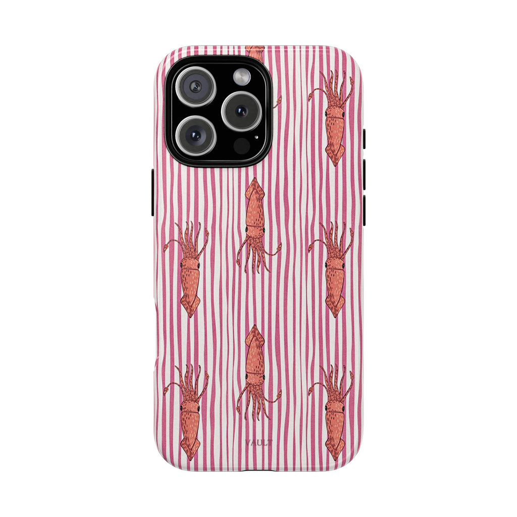 Squid Stripe Phone Case — Pink Nautical Sea Creature Pattern