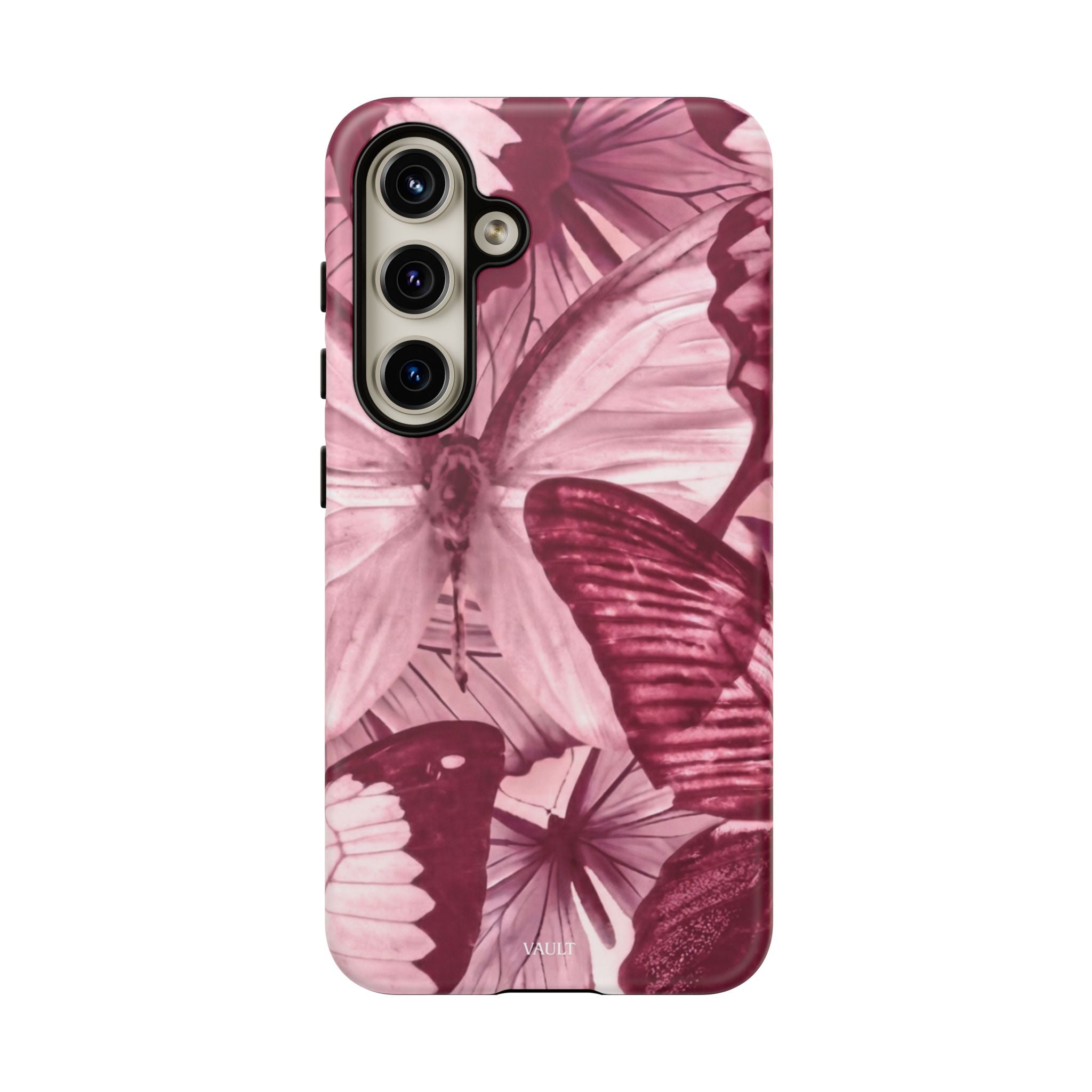 Butterfly Tough Phone Case — Vintage Pink Floral Protective Cover