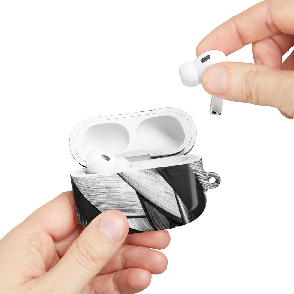AirPod Case — Monochrome Tropical Leaf Protective Cover