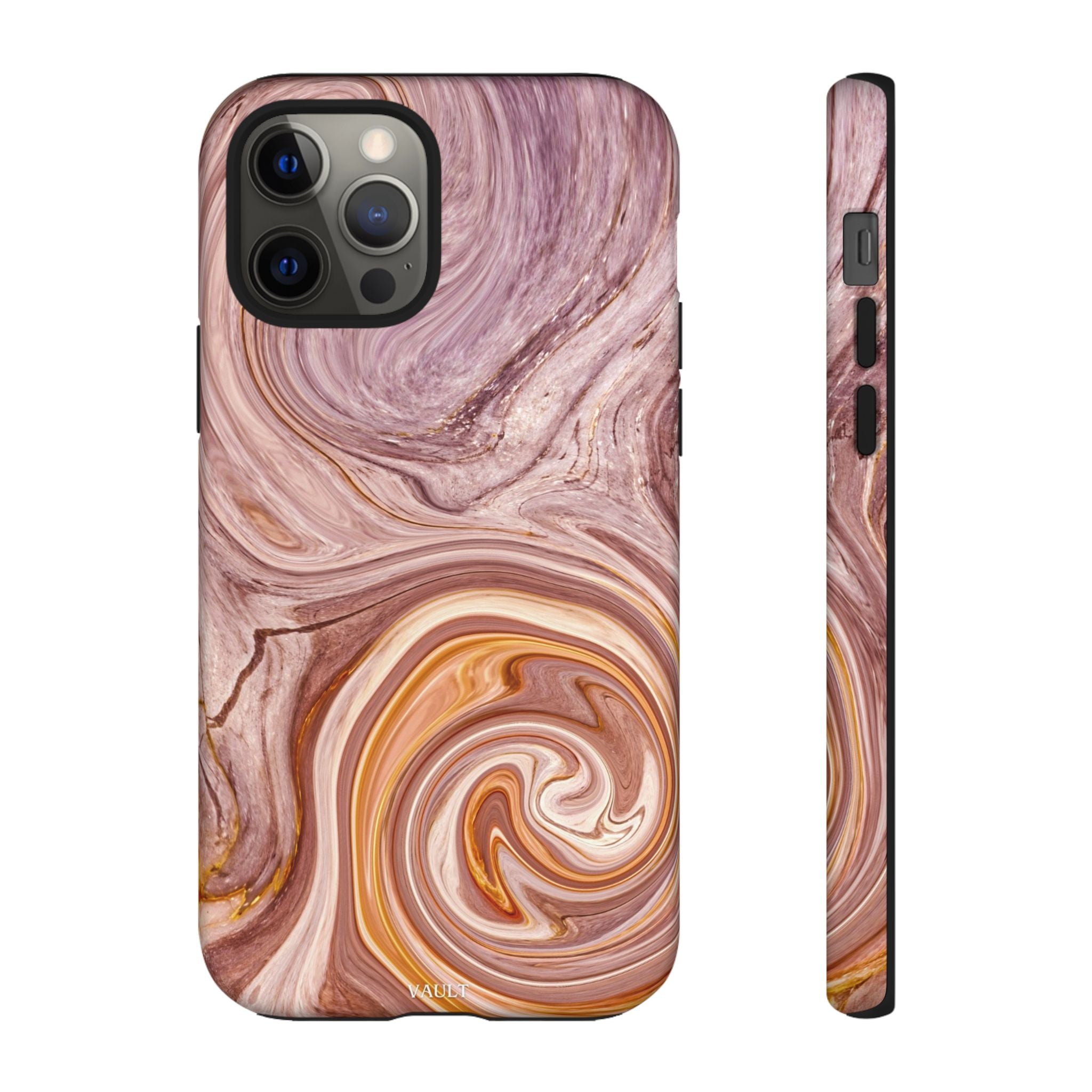 Marble Swirl Phone Case — Pink & Gold Abstract Tough Case