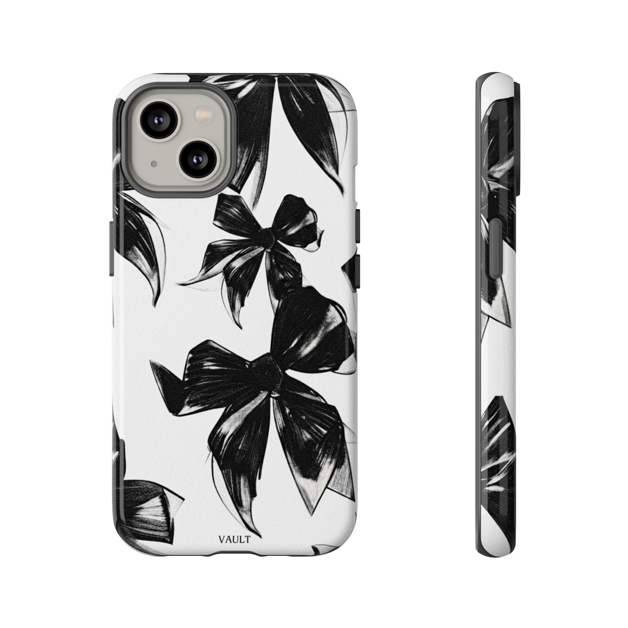 Floral Brushstroke Phone Case — Black & White Botanical Tough Case