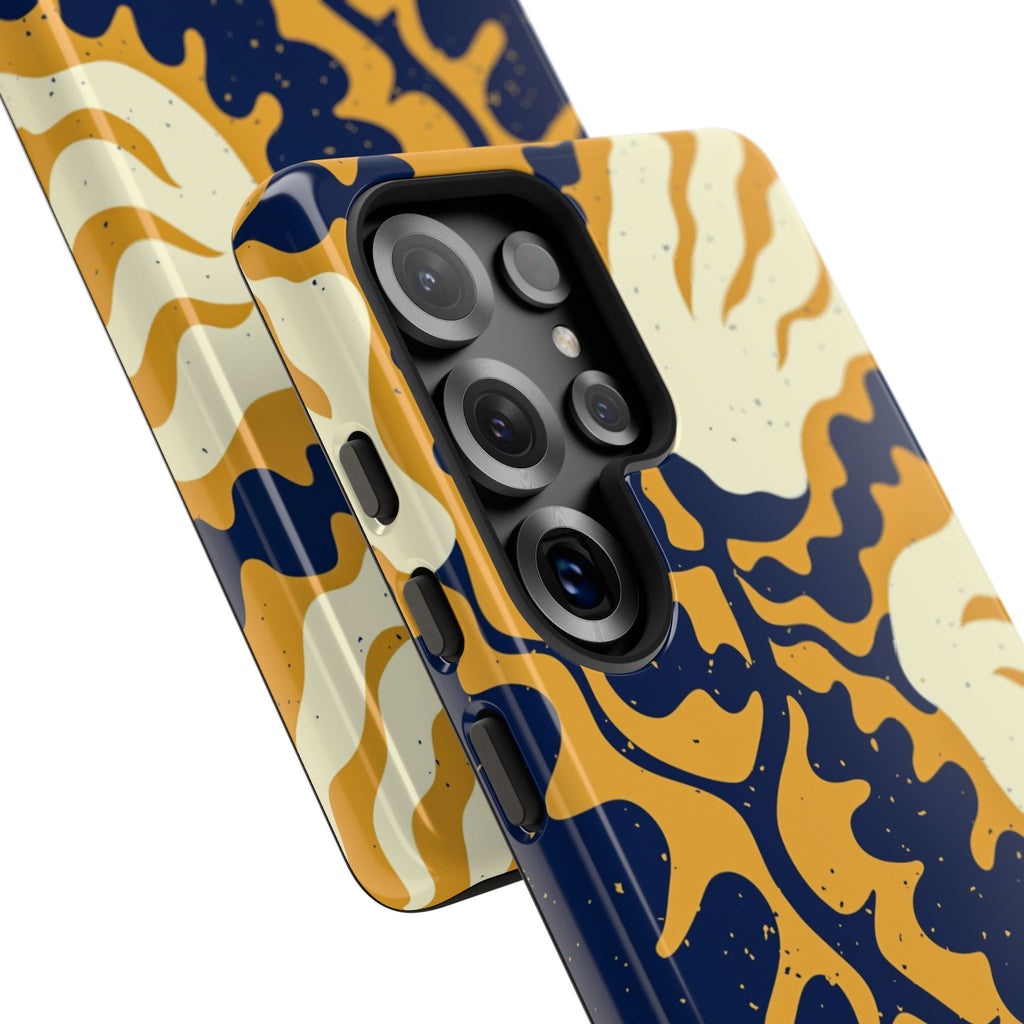 Bold Abstract Floral Phone Case (Navy & Mustard)