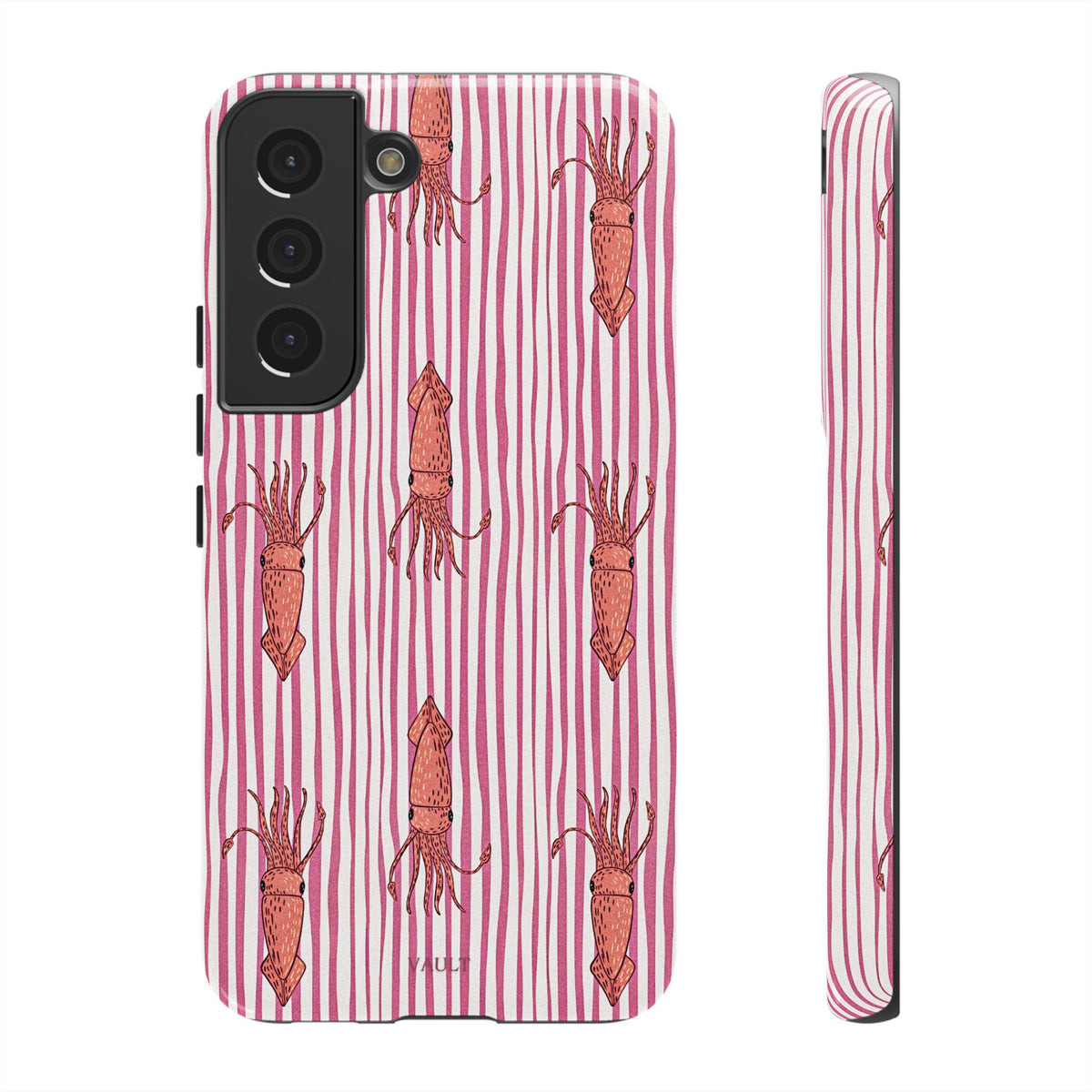Squid Stripe Phone Case — Pink Nautical Sea Creature Pattern