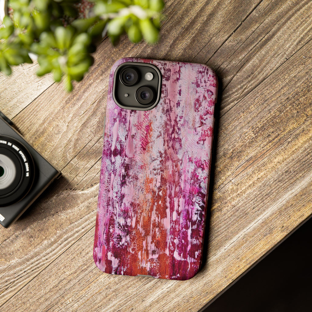 Pink Abstract Art Tough Phone Case — Protective Artistic Phone Cover