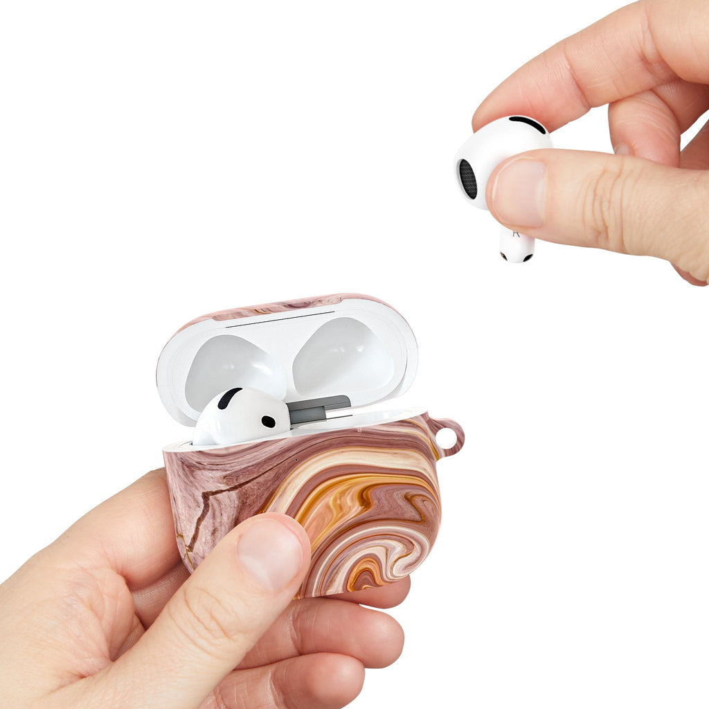 Marble Swirl AirPod Case — Pink & Gold Abstract Protective Cover