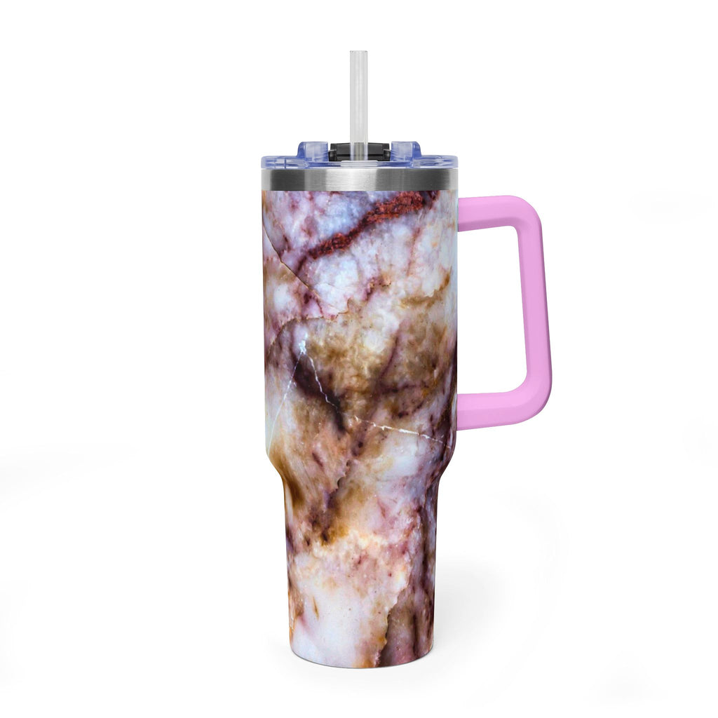 40oz Marble Rose Quartz Vacuum Tumbler – Insulated Travel Mug