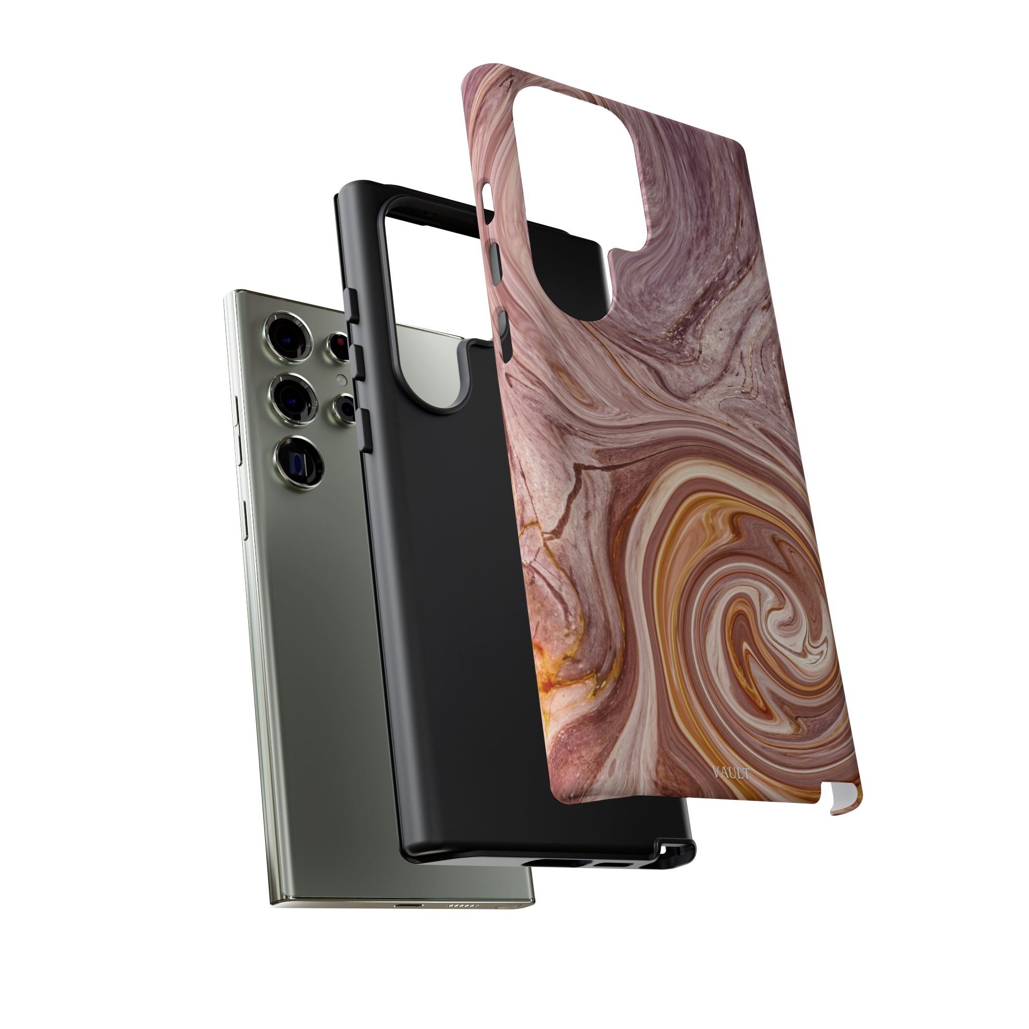 Marble Swirl Phone Case — Pink & Gold Abstract Tough Case