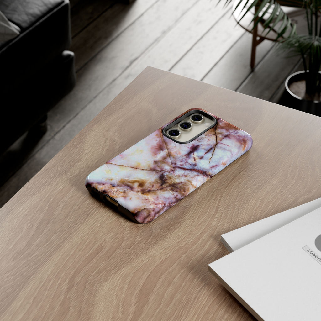Marble Vein Tough Phone Case — Pink Quartz Protective Cover