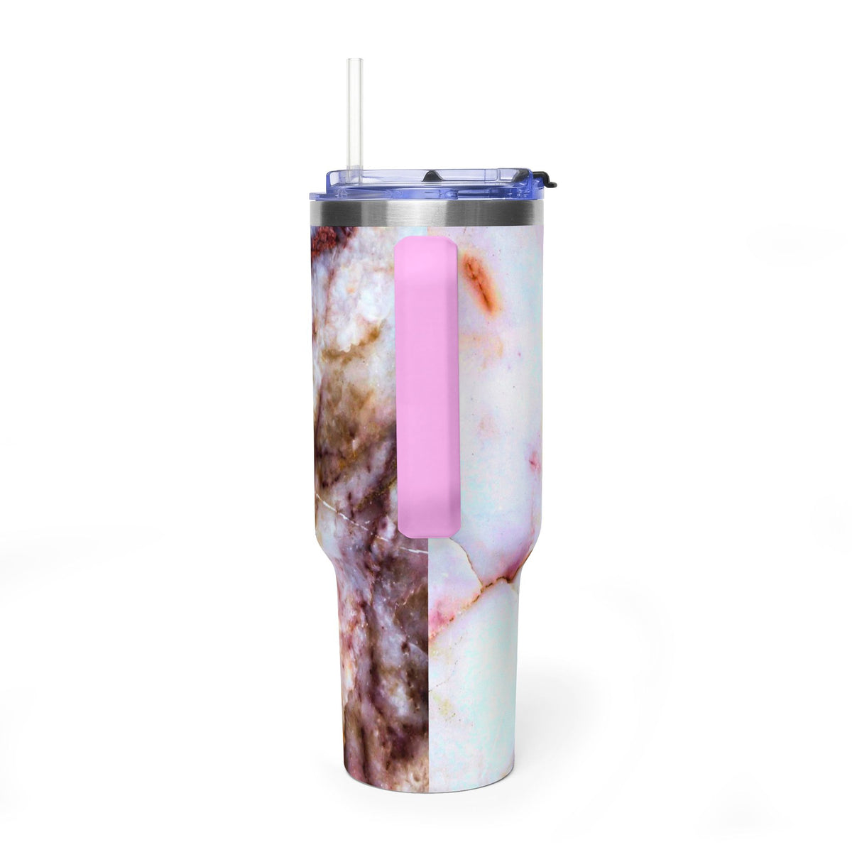 40oz Marble Rose Quartz Vacuum Tumbler – Insulated Travel Mug