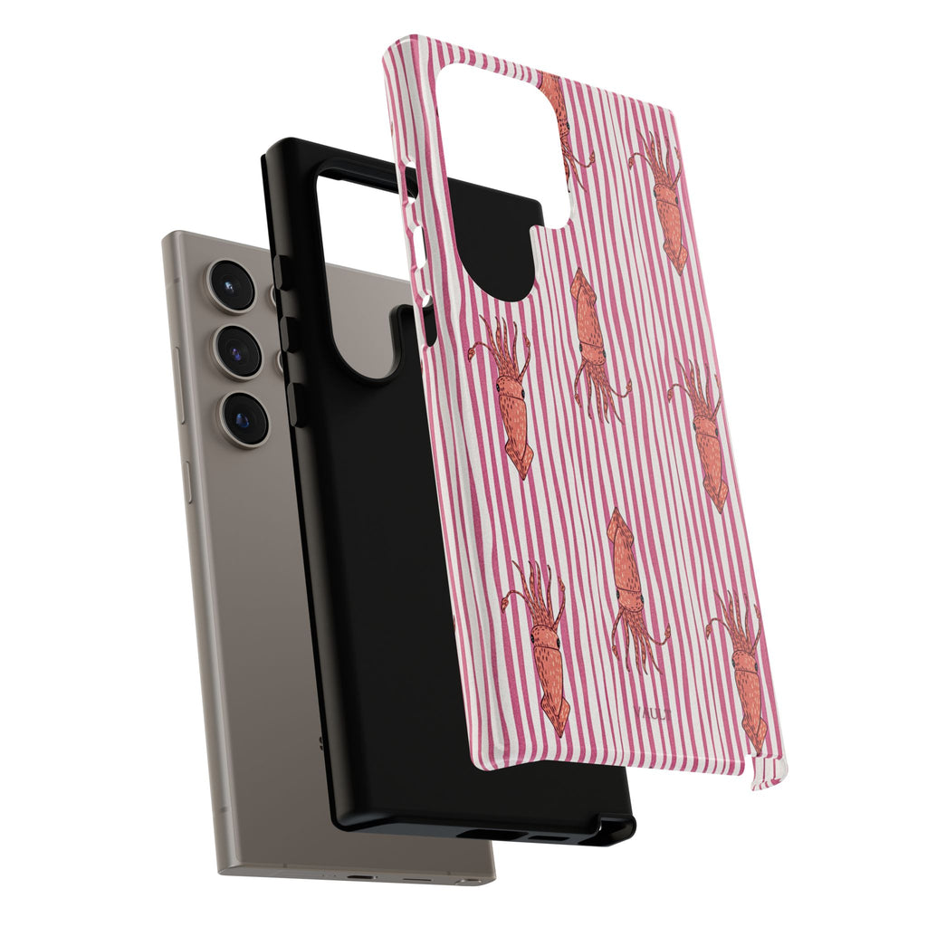 Squid Stripe Phone Case — Pink Nautical Sea Creature Pattern