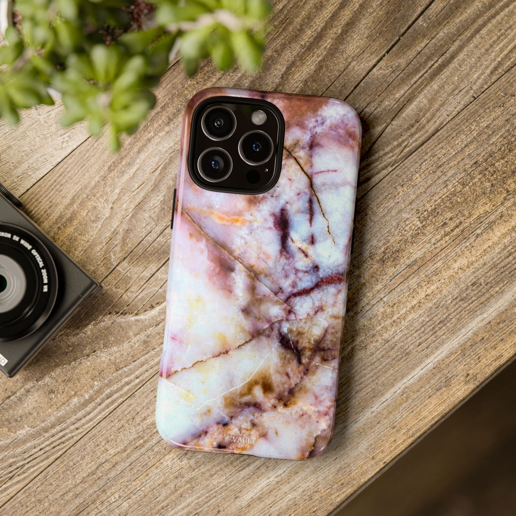 Marble Vein Tough Phone Case — Pink Quartz Protective Cover