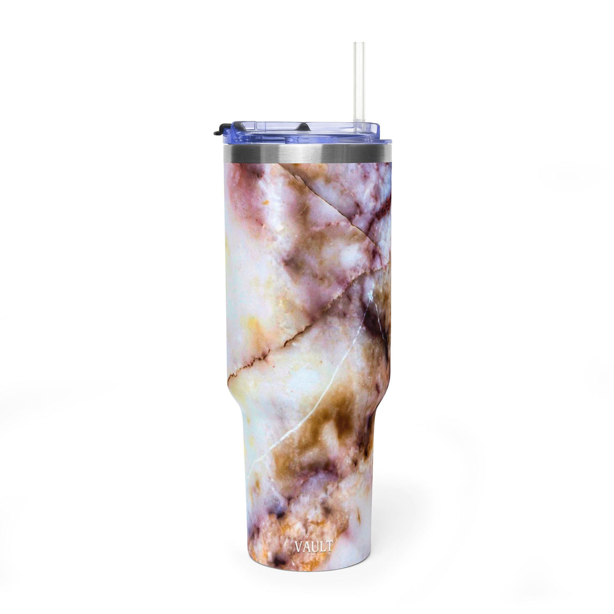 40oz Marble Rose Quartz Vacuum Tumbler – Insulated Travel Mug