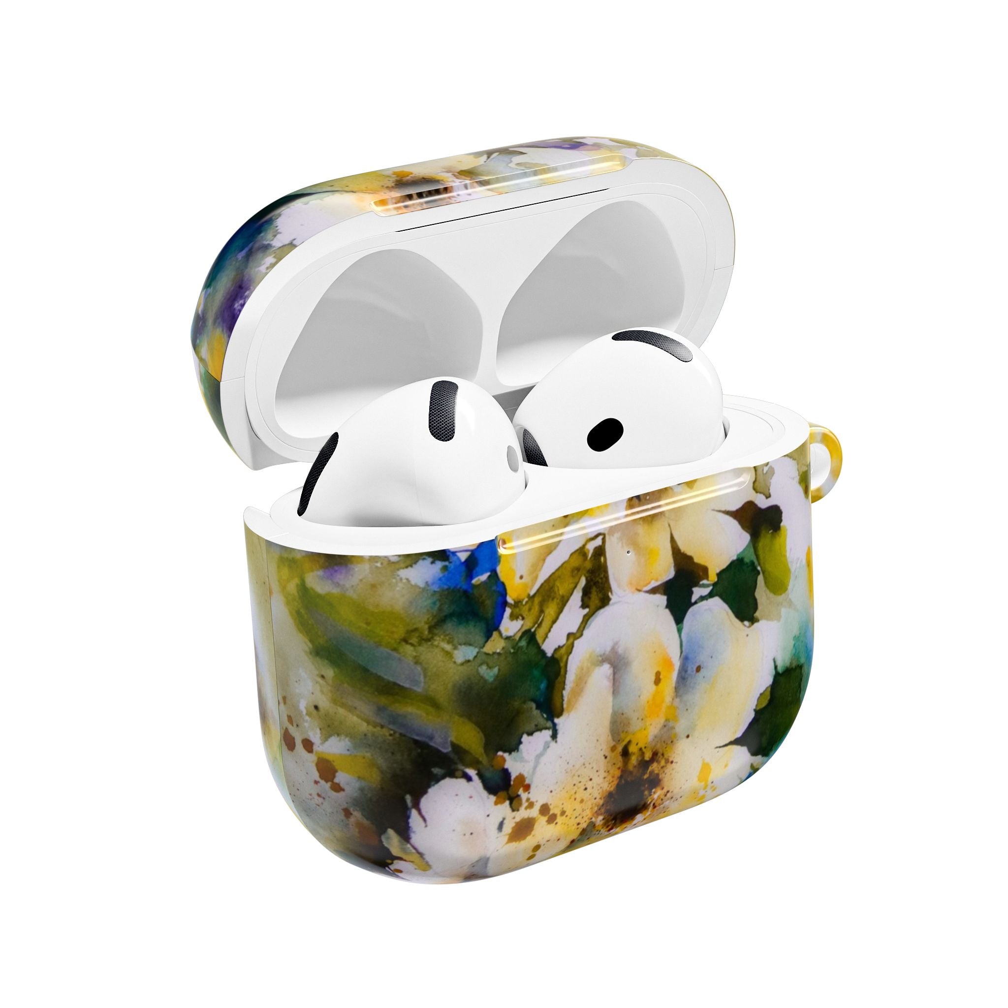 Floral Watercolor AirPod Case — White & Yellow Blossom Protective Cover