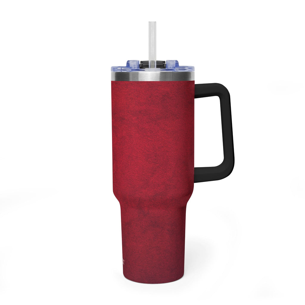 40oz Red Vacuum Tumbler – Insulated Travel Mug with Straw & Handle