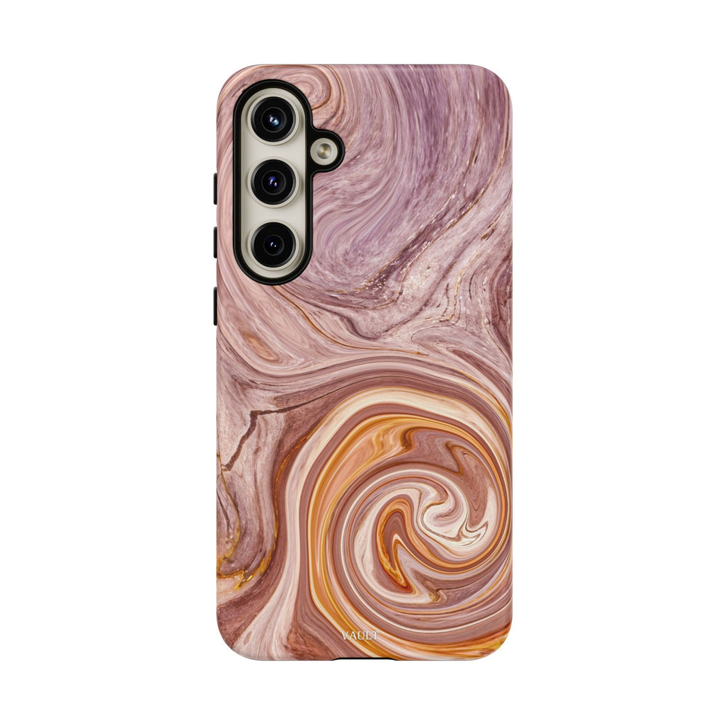 Marble Swirl Phone Case — Pink & Gold Abstract Tough Case