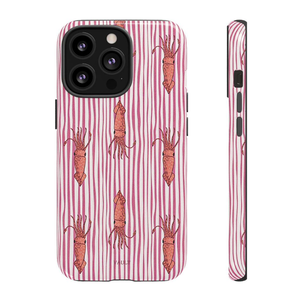 Squid Stripe Phone Case — Pink Nautical Sea Creature Pattern