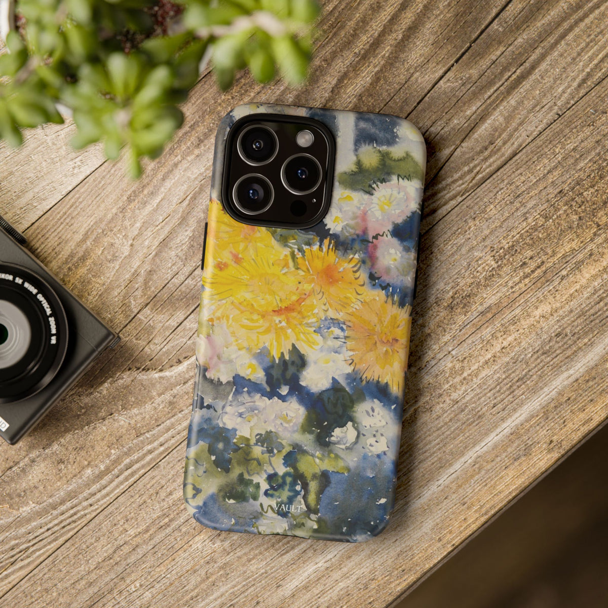 Floral Watercolor Phone Case – Yellow Chrysanthemums Design