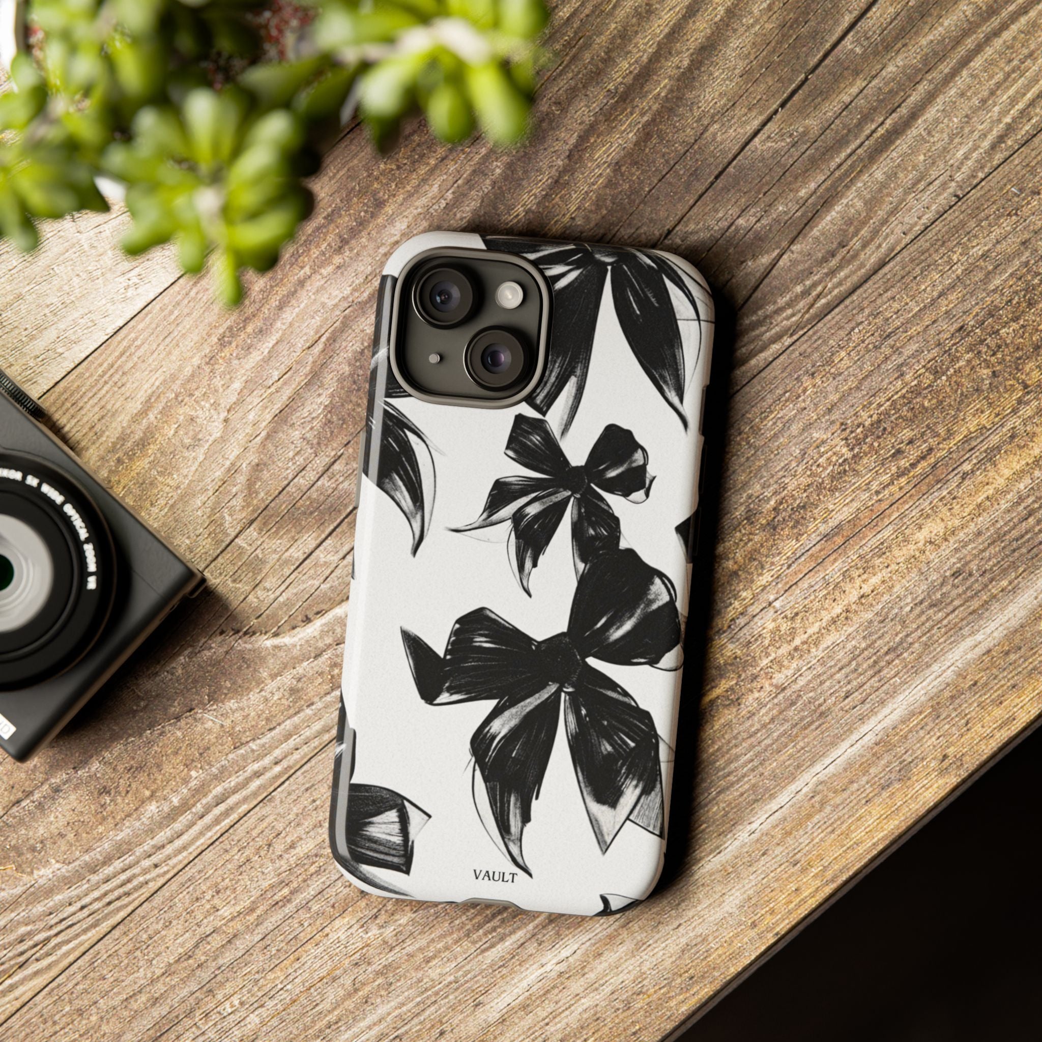 Floral Brushstroke Phone Case — Black & White Botanical Tough Case