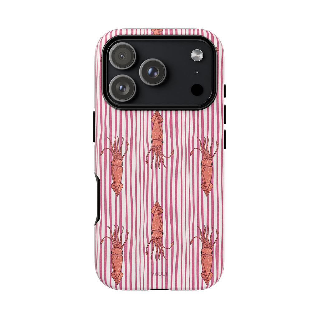 Squid Stripe Phone Case — Pink Nautical Sea Creature Pattern