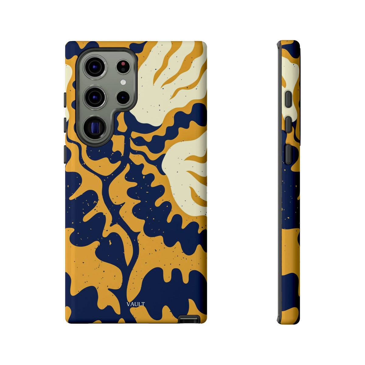 Bold Abstract Floral Phone Case (Navy & Mustard)