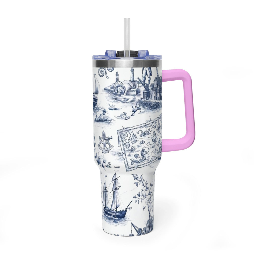 Nautical Blue Toile 40oz Thermal Tumbler