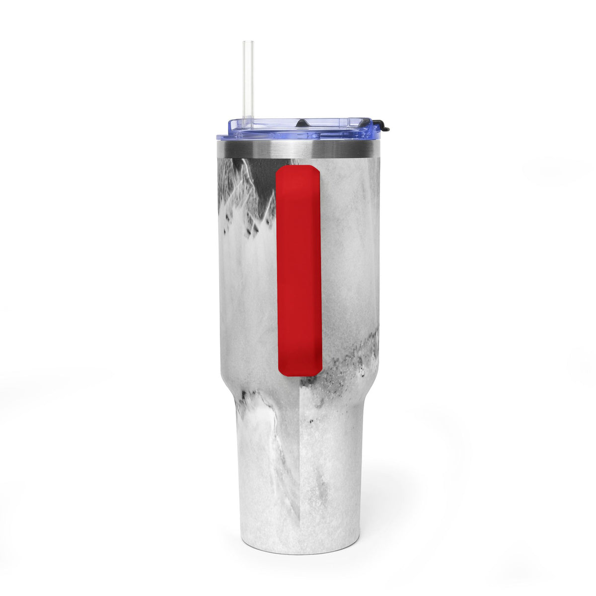 40oz Marble Vacuum Tumbler — Insulated Travel Mug with Handle