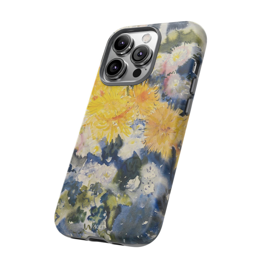 Floral Watercolor Phone Case – Yellow Chrysanthemums Design