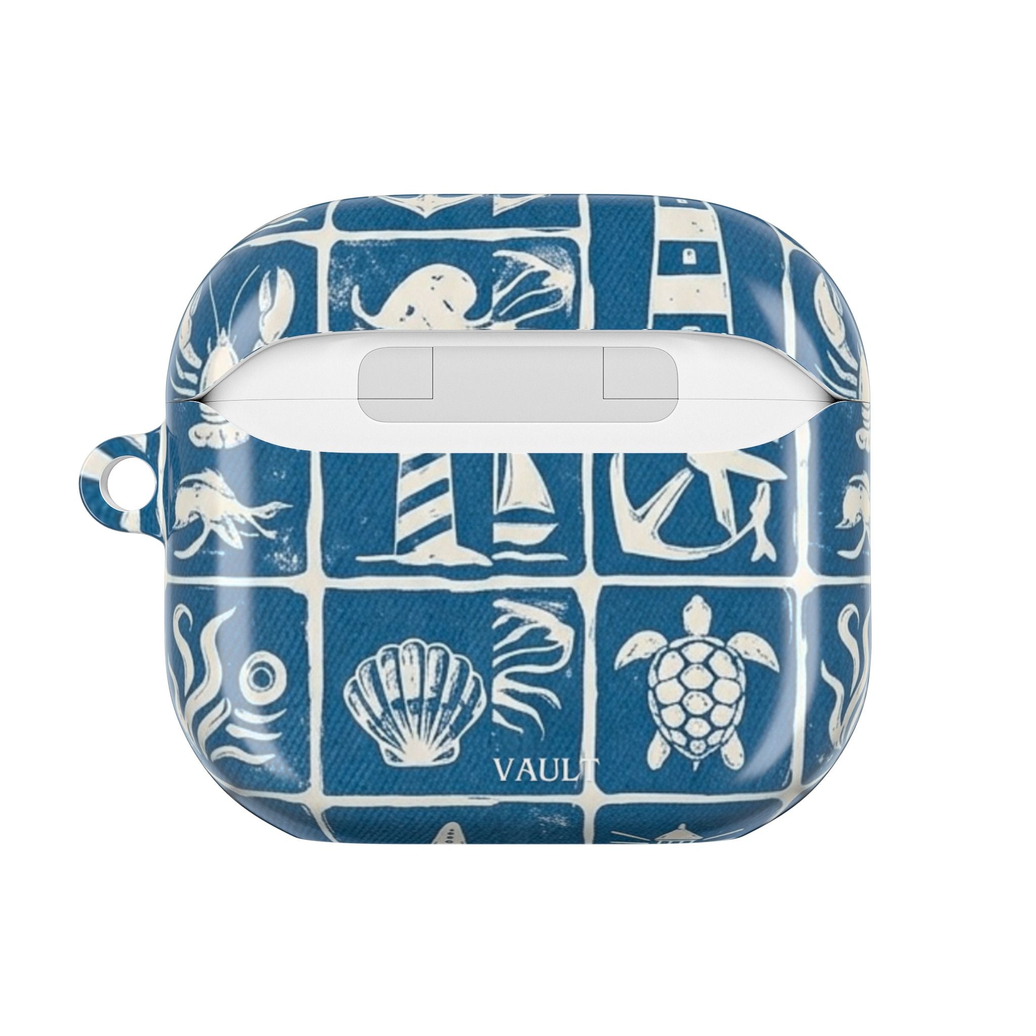 Nautical Tile AirPod Case — Coastal Lighthouse & Sea Creatures Silicone Cover