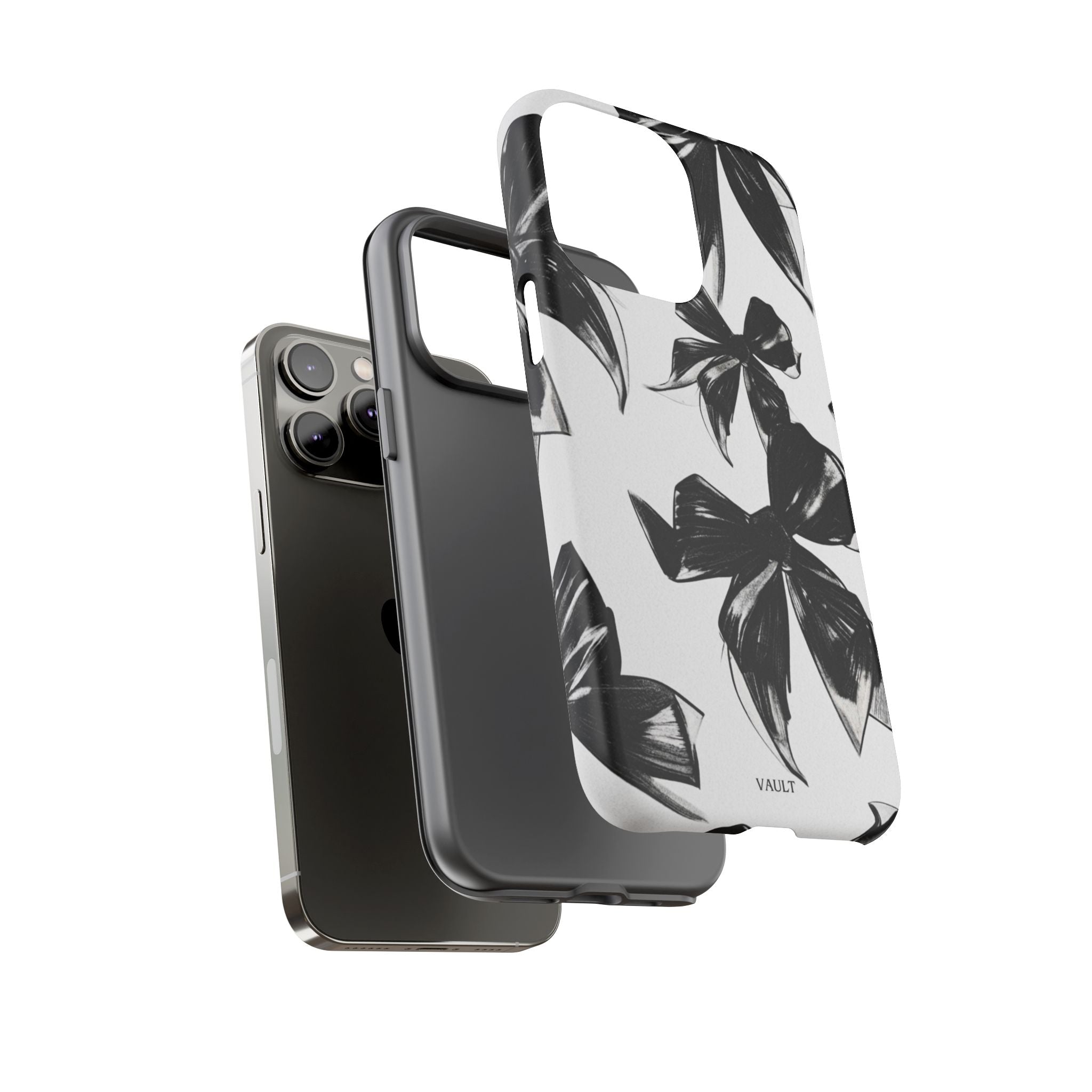 Floral Brushstroke Phone Case — Black & White Botanical Tough Case