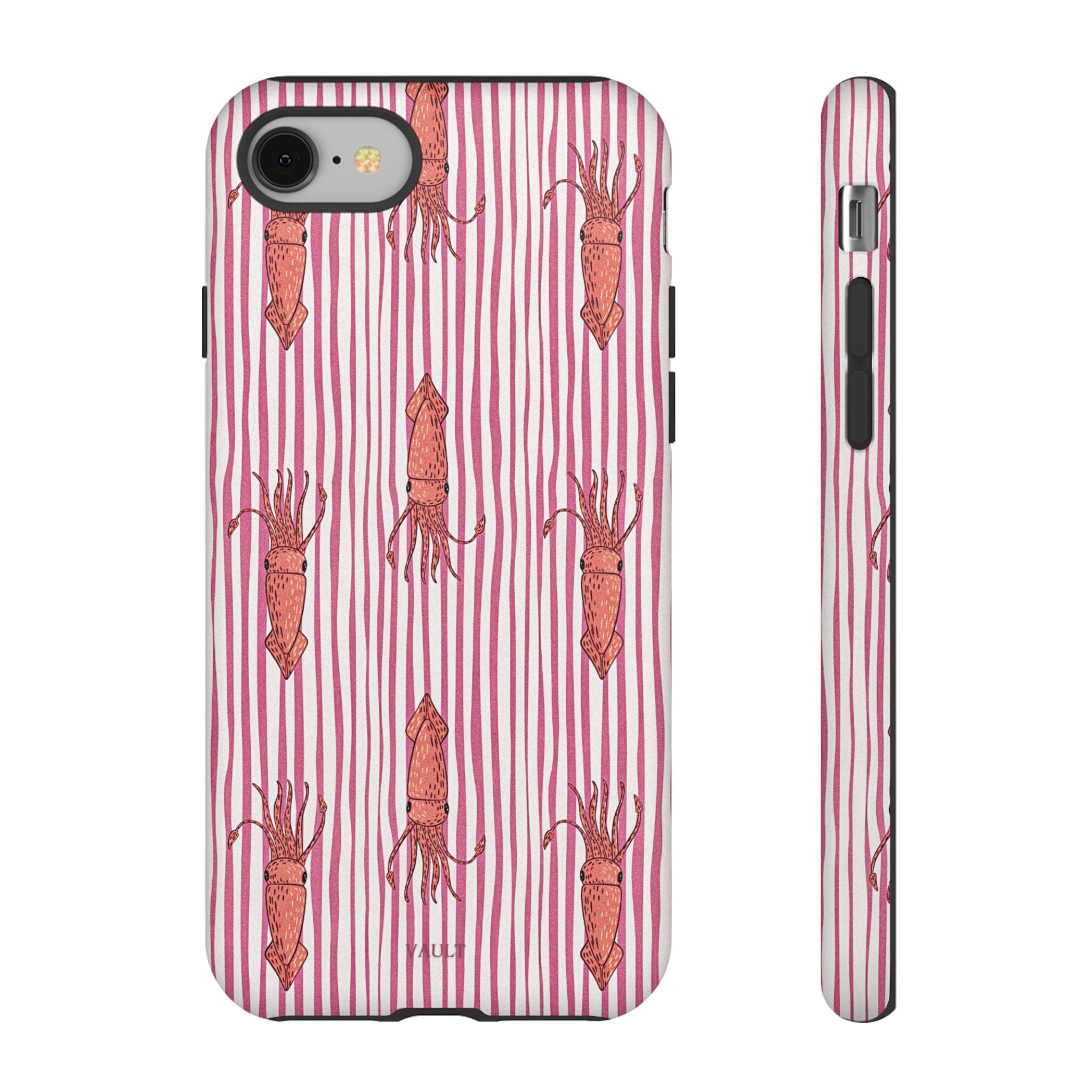 Squid Stripe Phone Case — Pink Nautical Sea Creature Pattern