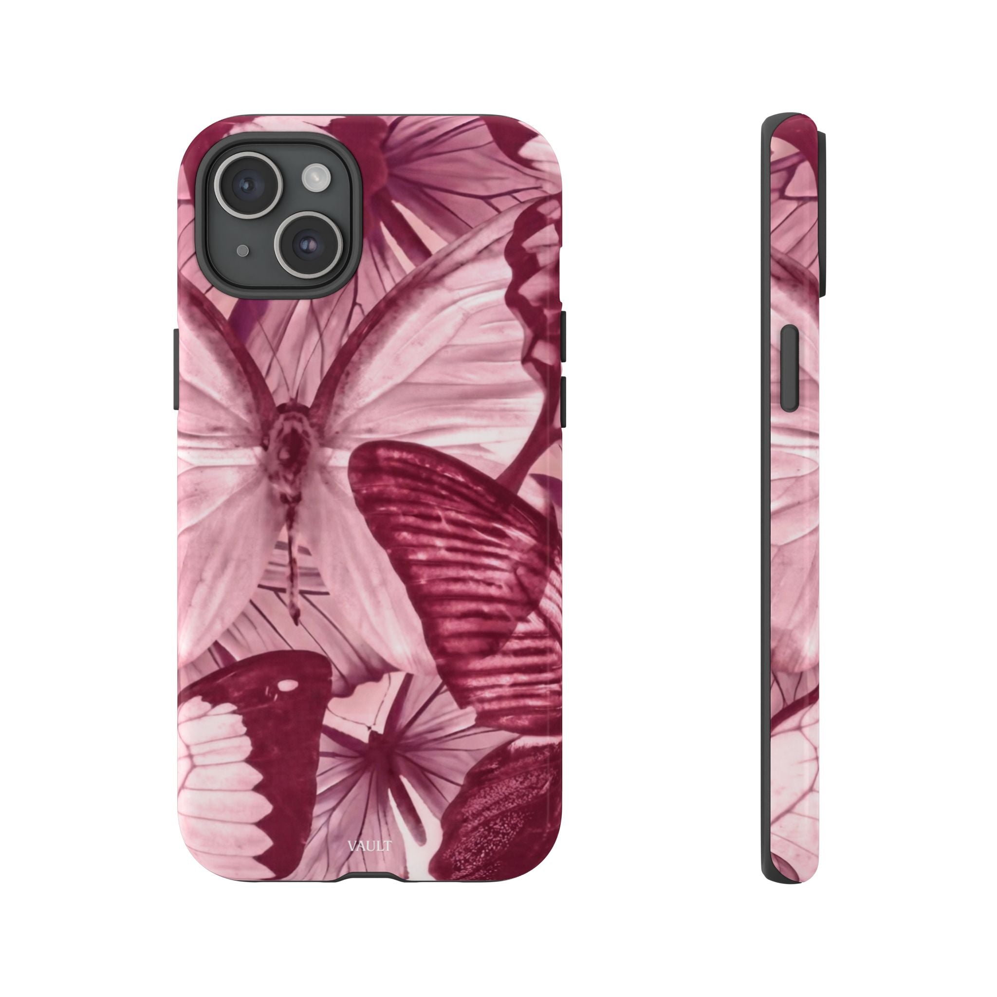 Butterfly Tough Phone Case — Vintage Pink Floral Protective Cover