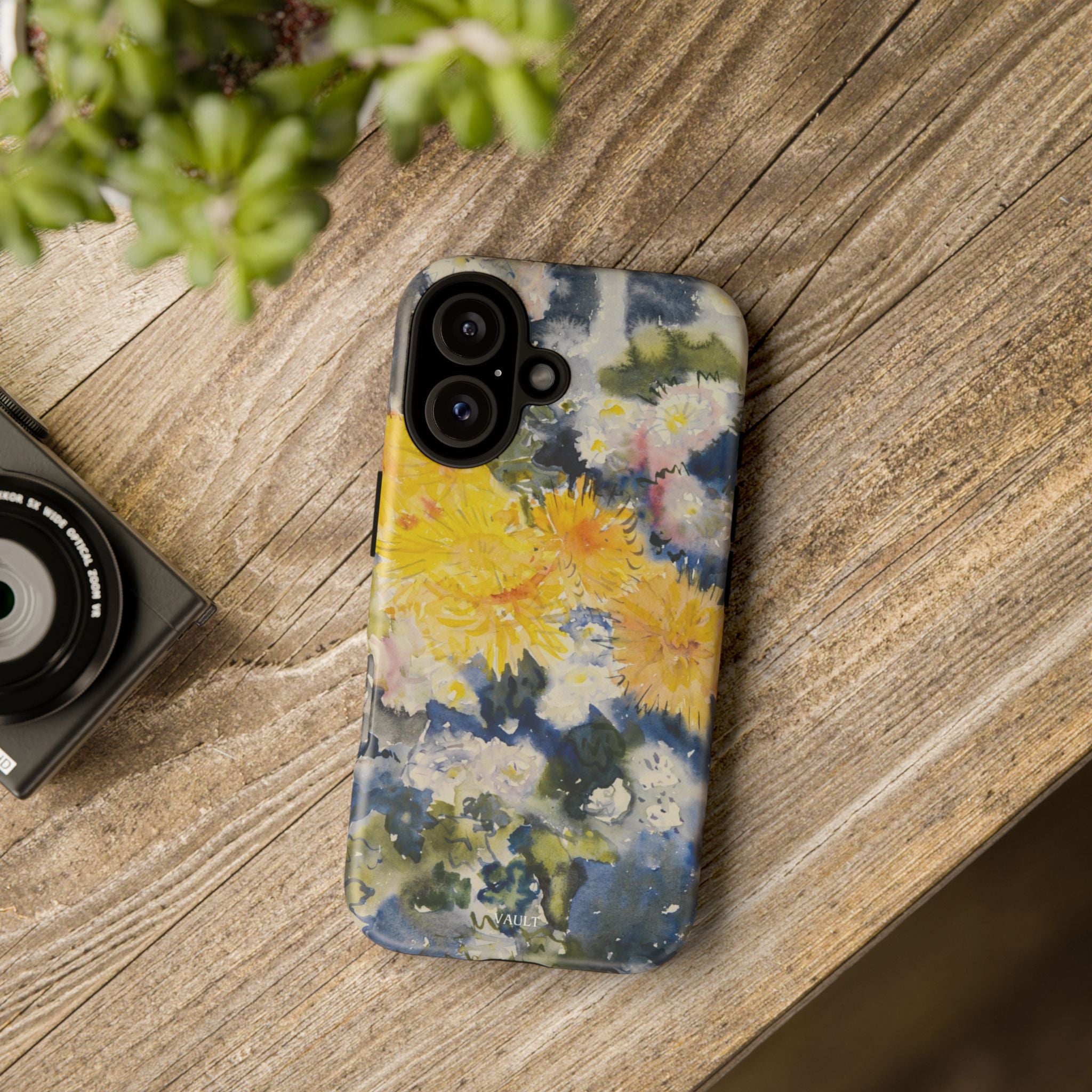 Floral Watercolor Phone Case – Yellow Chrysanthemums Design