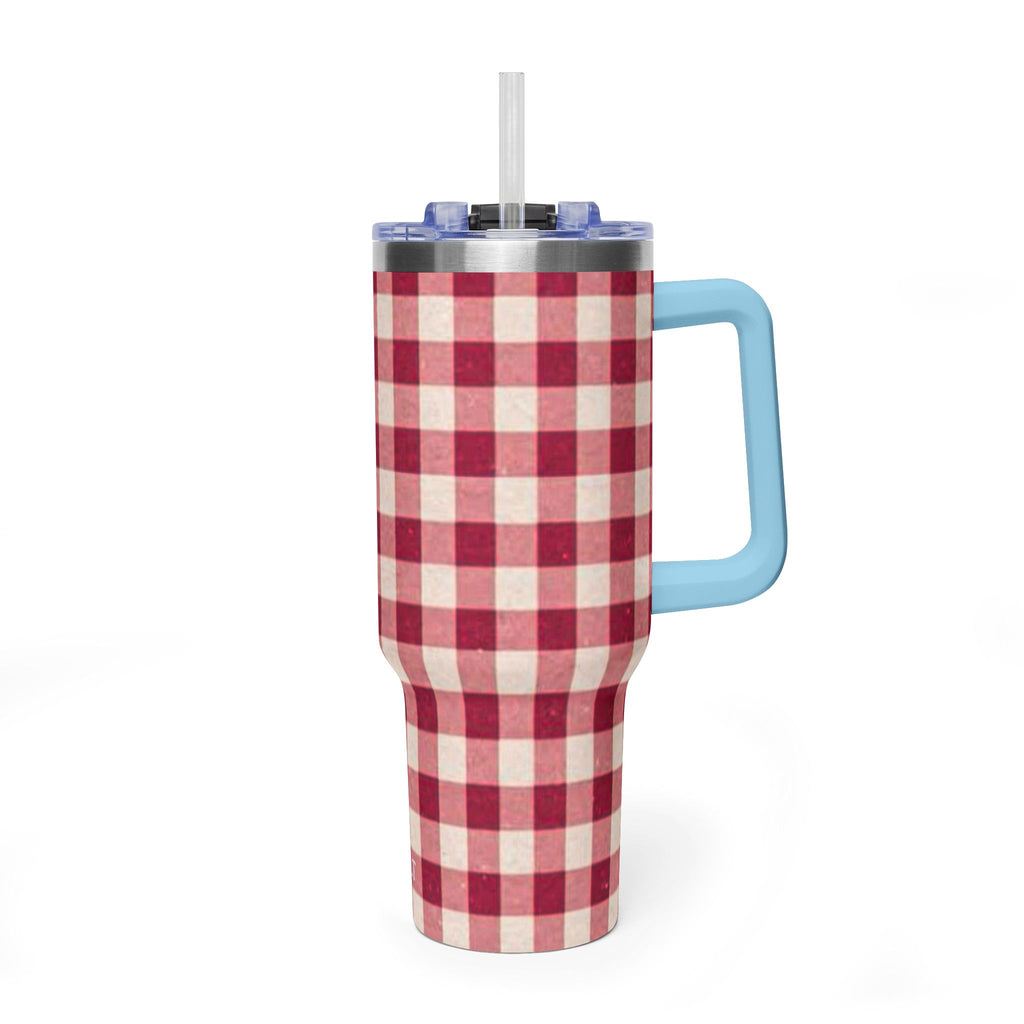 40oz Vacuum Tumbler — Red Buffalo Plaid Insulated Travel Mug