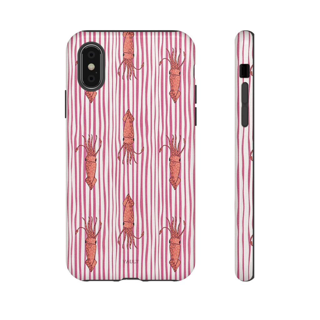 Squid Stripe Phone Case — Pink Nautical Sea Creature Pattern