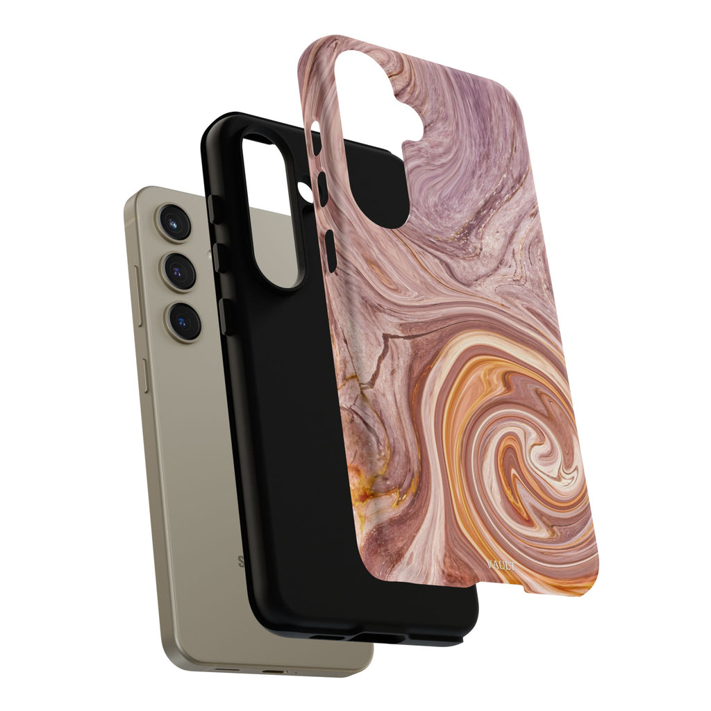 Marble Swirl Phone Case — Pink & Gold Abstract Tough Case