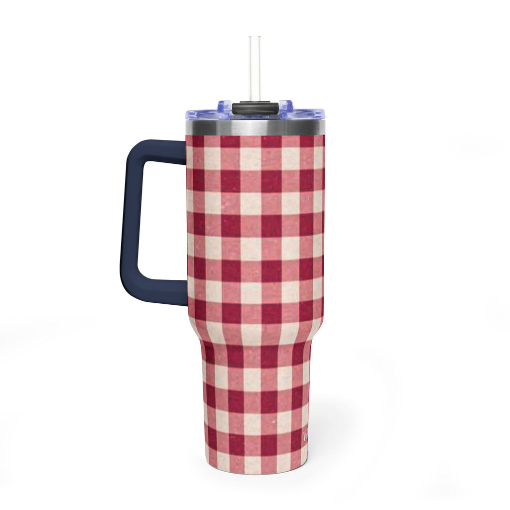 40oz Vacuum Tumbler — Red Buffalo Plaid Insulated Travel Mug