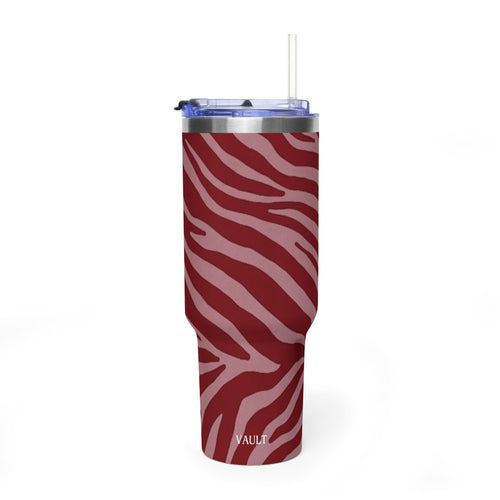 40oz Red Zebra Print Tumbler - Vacuum Insulated Travel Cup